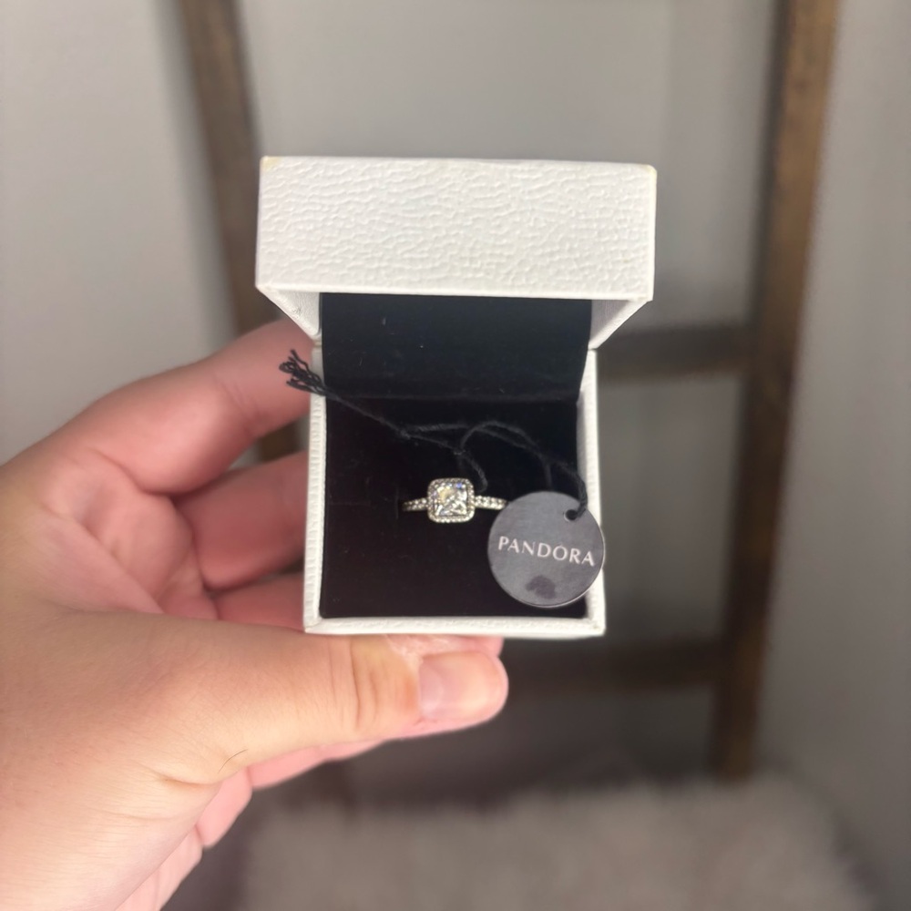 Pandora Sparkling Halo Ring Size 6